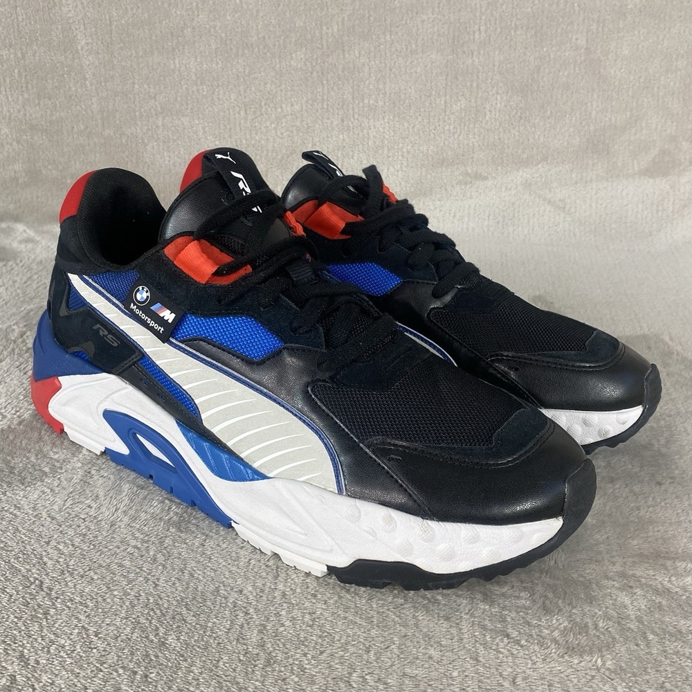 Puma RS-Trck X BMW Motorsport Mens Shoes Size 13 Black Blue Leather Mesh NEW